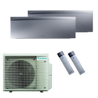 DAIKIN Klimaanlage Emura 3 Multisplit Set mit 2 Innengeräten 2 x 3,5 kW Silber
