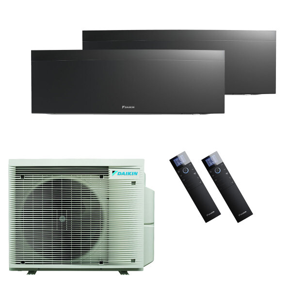 DAIKIN Klimaanlage Emura 3 Multisplit Set mit 2 Innengeräten 2,5 kW + 5,0 kW Mattschwarz