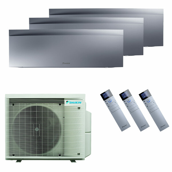 DAIKIN Klimaanlage Emura 3 Multisplit Set mit 3 Innengeräten 3 x 2,5 kW Silber
