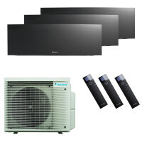 DAIKIN Klimaanlage Emura 3 Multisplit Set mit 3 Innengeräten 3 x 2,5 kW Mattschwarz