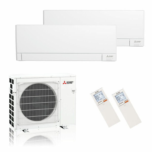 Mitsubishi Electric Klimaanlage Standard Wandgerät Multisplit Set mit 2 Innengeräten 2,5 kW + 5,0 kW
