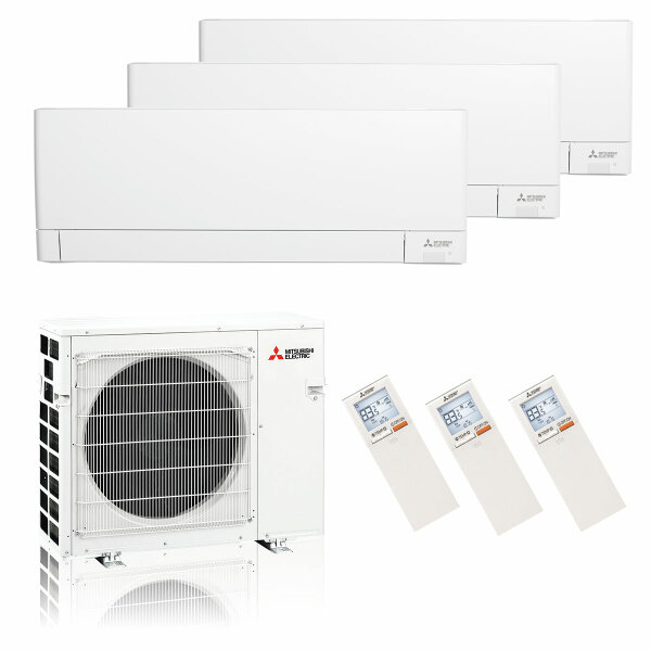 Mitsubishi Electric Klimaanlage Standard Wandgerät Multisplit Set mit 3 Innengeräten 2 x 2,5 + 5,0 kW
