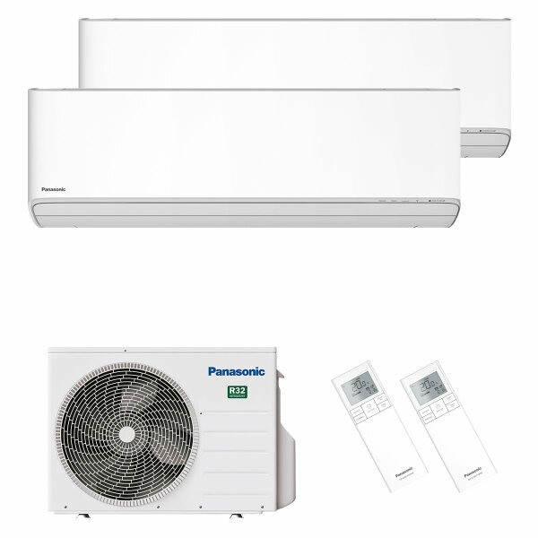 Panasonic Klimaanlage Etherea Multisplit Set mit 2 Innengeräten 2 x 3,5 kW Mattweiß