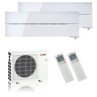 Mitsubishi Electric Klimaanlage Diamond Wandgerät Multisplit Set mit 2 Innengeräten 2,5 kW + 5,0 kW Naturweiß