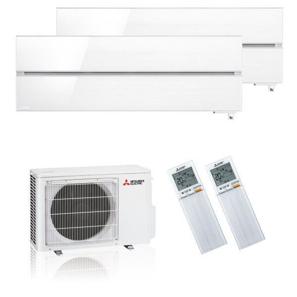 Mitsubishi Electric Klimaanlage Diamond Wandgerät Multisplit Set mit 2 Innengeräten 2 x 3,5 kW Perlweiß