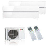 Mitsubishi Electric Klimaanlage Diamond Wandgerät Multisplit Set mit 2 Innengeräten 2 x 3,5 kW Perlweiß