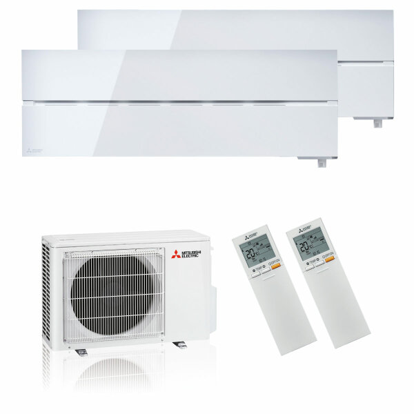 Mitsubishi Electric Klimaanlage Diamond Wandgerät Multisplit Set mit 2 Innengeräten 2 x 3,5 kW Naturweiß