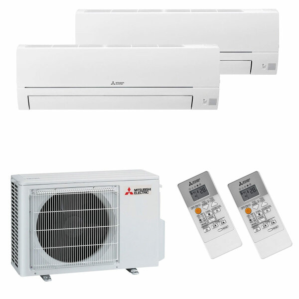 Mitsubishi Electric Klimaanlage Basic Wandgerät Multisplit Set mit 2 Innengeräten 2,5 kW + 3,5 kW