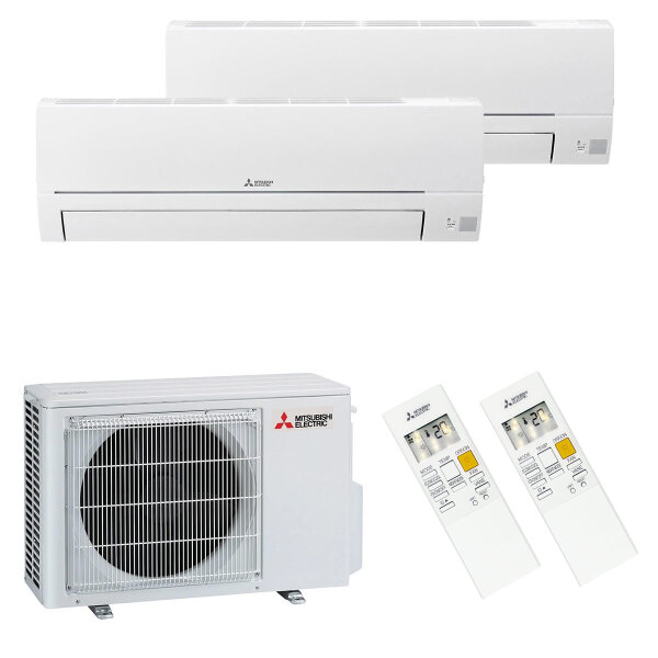 Mitsubishi Electric Klimaanlage Basic Wandgerät Multisplit Set mit 2 Innengeräten 2,5 kW + 3,5 kW inkl. WiFI