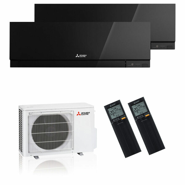 Mitsubishi Electric Klimaanlage Premium Wandgerät Multisplit Set mit 2 Innengeräten 2 x 2,5 kW Schwarz