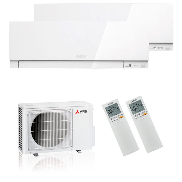 Mitsubishi Electric Klimaanlage Premium Wandgerät Multisplit Set mit 2 Innengeräten 2 x 2,5 kW Weiß