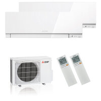 Mitsubishi Electric Klimaanlage Premium Wandgerät Multisplit Set mit 2 Innengeräten 2 x 2,5 kW Weiß