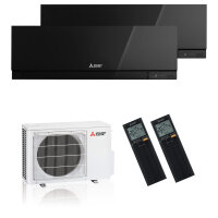 Mitsubishi Electric Klimaanlage Premium Wandgerät Multisplit Set mit 2 Innengeräten 2,5 kW + 3,5 kW Schwarz