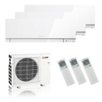 Mitsubishi Electric Klimaanlage Premium Wandgerät Multisplit Set mit 3 Innengeräten 2 x 2,5 + 5,0 kW Weiß