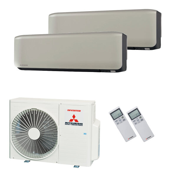Mitsubishi Heavy Klimaanlage SRK-ZS-WF Wandgerät Multisplit Set mit 2 Innengeräten 2 x 3,5 kW Titan
