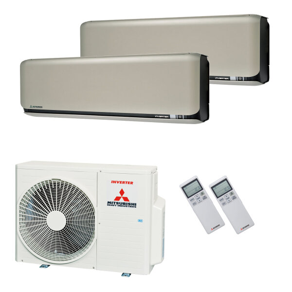 Mitsubishi Heavy Klimaanlage SRK-ZSX-WF Wandgerät Multisplit Set mit 2 Innengeräten 2,5 kW + 3,5 kW Titan