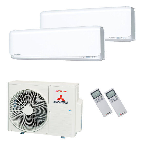 Mitsubishi Heavy Klimaanlage SRK-ZSX-WF Wandgerät Multisplit Set mit 2 Innengeräten 2,5 kW + 3,5 kW Weiß