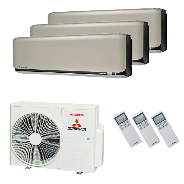 Mitsubishi Heavy Klimaanlage SRK-ZSX-WF Wandgerät Multisplit Set mit 3 Innengeräten 2 x 2,0 kW + 3,5 kW Titan