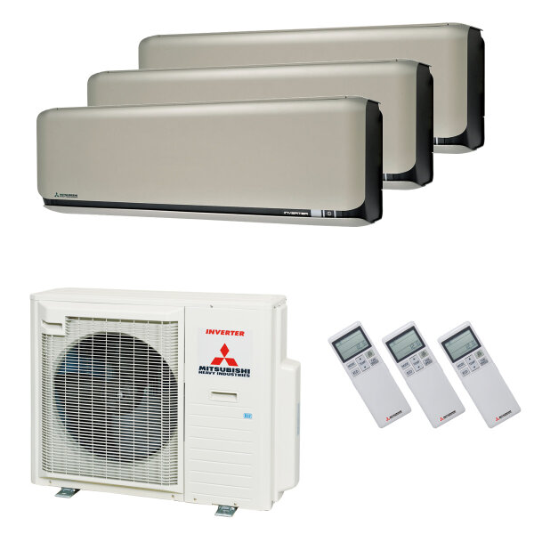 Mitsubishi Heavy Klimaanlage SRK-ZSX-WF Wandgerät Multisplit Set mit 3 Innengeräten 2 x 2,5 kW + 5,0 kW Titan