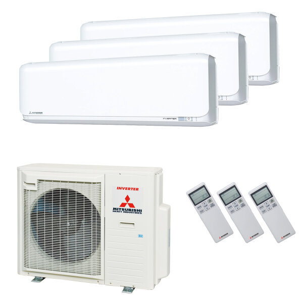 Mitsubishi Heavy Klimaanlage SRK-ZSX-WF Wandgerät Multisplit Set mit 3 Innengeräten 2 x 2,5 kW + 5,0 kW Weiß
