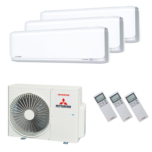Mitsubishi Heavy Klimaanlage SRK-ZSX-WF Wandgerät Multisplit Set mit 3 Innengeräten 3 x 2,5 kW Weiß
