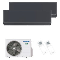 Panasonic Klimaanlage Etherea Multisplit Set mit 2 Innengeräten 2,5 kW + 3,5 kW Graphit