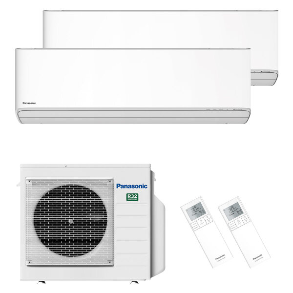 Panasonic Klimaanlage Etherea Multisplit Set mit 2 Innengeräten 2,5 kW + 5,0 kW Mattweiß