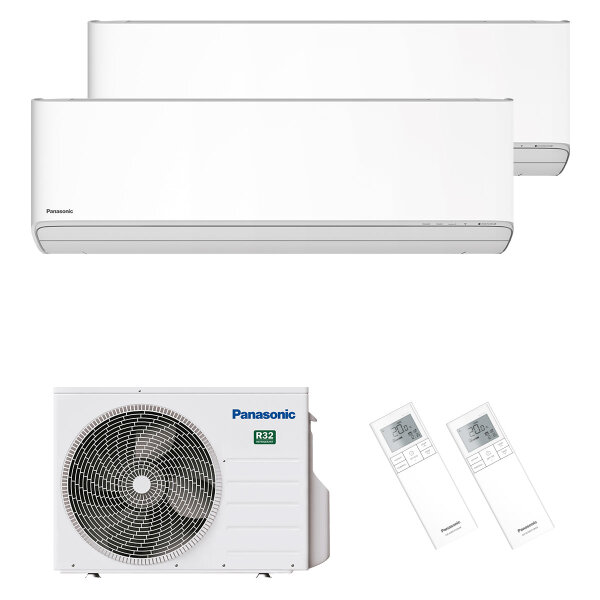 Panasonic Klimaanlage Etherea Multisplit Set mit 2 Innengeräten 2 x 2,5 kW Mattweiß